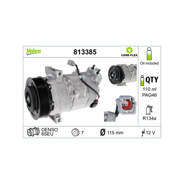 Kompressor, klimatanläggning 12V Valeo 813385 VALEO Kompressor, klimatanläggning 12V Valeo 813385 VALEO
