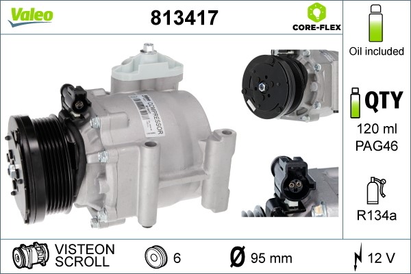 Kompressor, klimatanläggning 12V Valeo 813417 VALEO