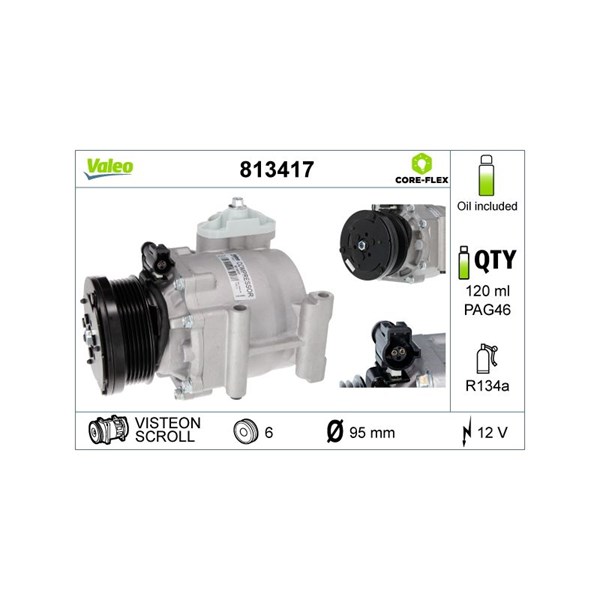 Kompressor, klimatanläggning 12V Valeo 813417 VALEO