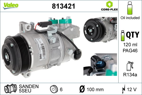 Kompressor, klimatanläggning 12V Valeo 813421 VALEO