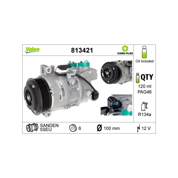 Kompressor, klimatanläggning 12V Valeo 813421 VALEO