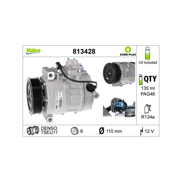 Kompressor, klimatanläggning 12V Valeo 813428 VALEO