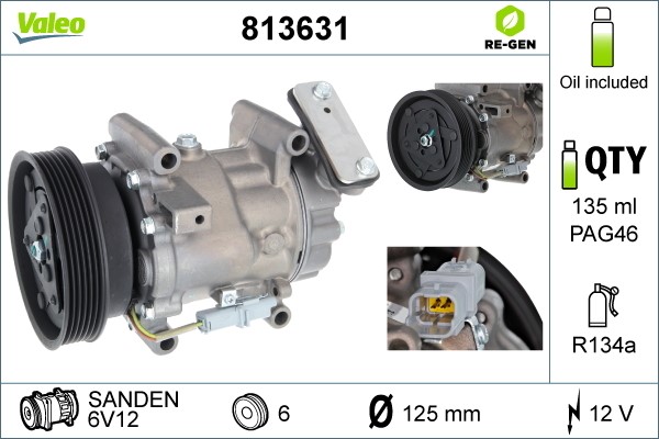 Kompressor, klimatanläggning 12V Valeo 813631 VALEO