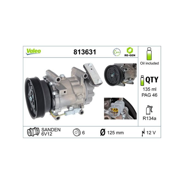 Kompressor, klimatanläggning 12V Valeo 813631 VALEO