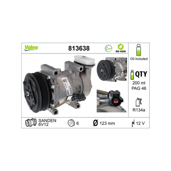 Kompressor, klimatanläggning 12V Valeo 813638 VALEO
