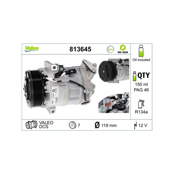 Kompressor, klimatanläggning 12V Valeo 813645 VALEO