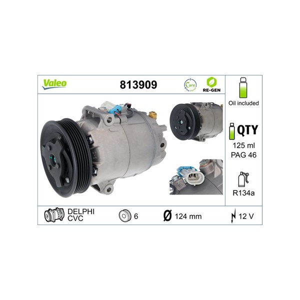 Kompressor, klimatanläggning 12V Valeo 813909 VALEO
