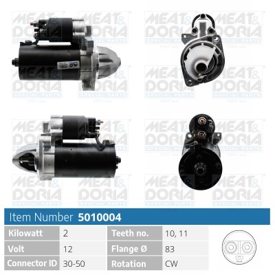 Startmotor 12V Meat & doria 5010004 MEAT & DORIA
