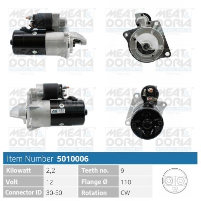 Startmotor 12V Meat & doria 5010006 MEAT & DORIA
