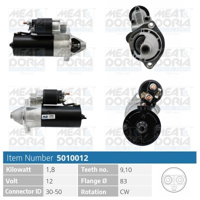 Startmotor 12V Meat & doria 5010012 MEAT & DORIA