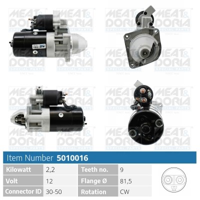 Startmotor 12V Meat & doria 5010016 MEAT & DORIA