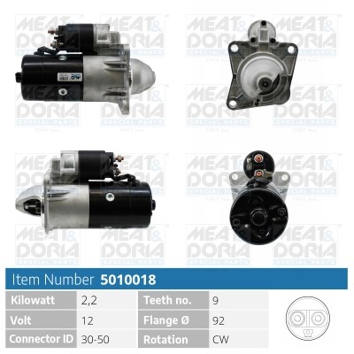 Startmotor 12V Meat & doria 5010018 MEAT & DORIA