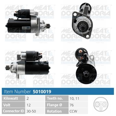 Startmotor 12V Meat & doria 5010019 MEAT & DORIA