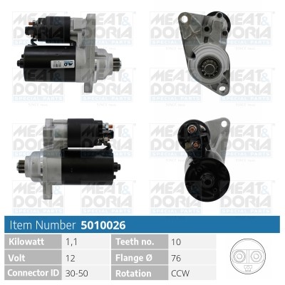 Startmotor 12V Meat & doria 5010026 MEAT & DORIA