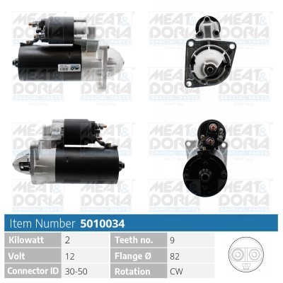 Startmotor 12V Meat & doria 5010034 MEAT & DORIA