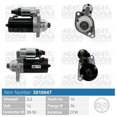 Startmotor 12V Meat & doria 5010047 MEAT & DORIA