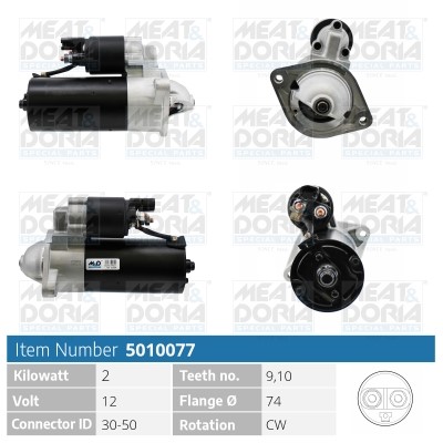 Startmotor 12V Meat & doria 5010077 MEAT & DORIA