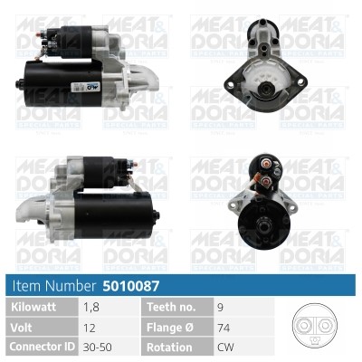 Startmotor 12V Meat & doria 5010087 MEAT & DORIA