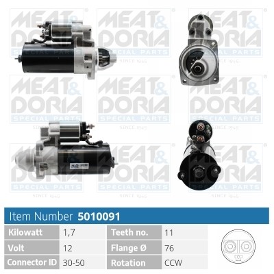 Startmotor 12V Meat & doria 5010091 MEAT & DORIA