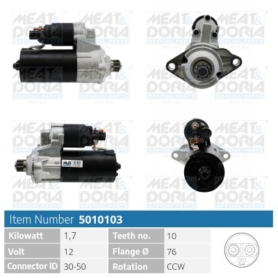 Startmotor 12V Meat & doria 5010103 MEAT & DORIA