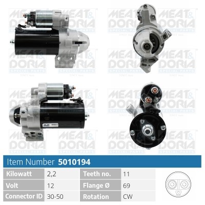 Startmotor 12V Meat & doria 5010194 MEAT & DORIA