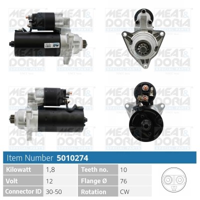 Startmotor 12V Meat & doria 5010274 MEAT & DORIA