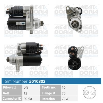 Startmotor 12V Meat & doria 5010302 MEAT & DORIA