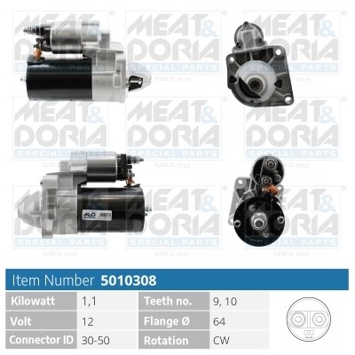 Startmotor 12V Meat & doria 5010308 MEAT & DORIA