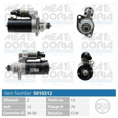 Startmotor 12V Meat & doria 5010312 MEAT & DORIA
