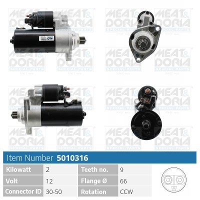 Startmotor 12V Meat & doria 5010316 MEAT & DORIA