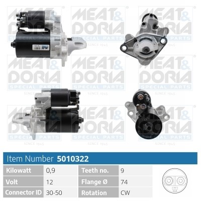 Startmotor 12V Meat & doria 5010322 MEAT & DORIA