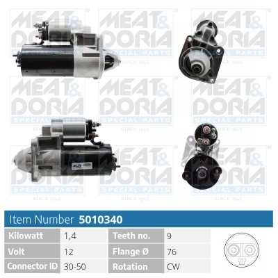 Startmotor 12V Meat & doria 5010340 MEAT & DORIA