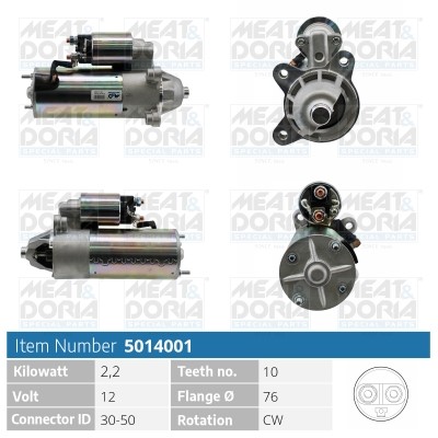 Startmotor 12V Meat & doria 5014001 MEAT & DORIA