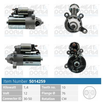 Startmotor 12V Meat & doria 5014259 MEAT & DORIA