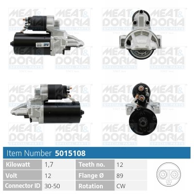 Startmotor 12V Meat & doria 5015108 MEAT & DORIA