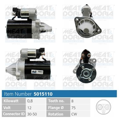 Startmotor 12V Meat & doria 5015110 MEAT & DORIA