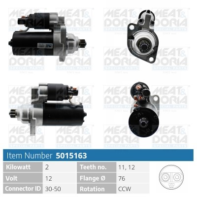 Startmotor 12V Meat & doria 5015163 MEAT & DORIA