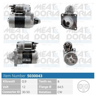 Startmotor 12V Meat & doria 5030043 MEAT & DORIA