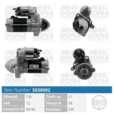 Startmotor 12V Meat & doria 5030092 MEAT & DORIA