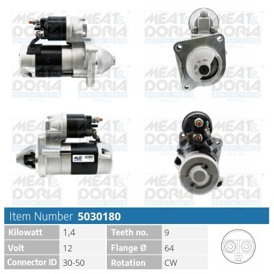 Startmotor 12V Meat & doria 5030180 MEAT & DORIA