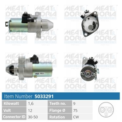 Startmotor 12V Meat & doria 5033291 MEAT & DORIA