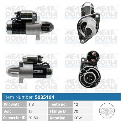 Startmotor 12V Meat & doria 5035104 MEAT & DORIA