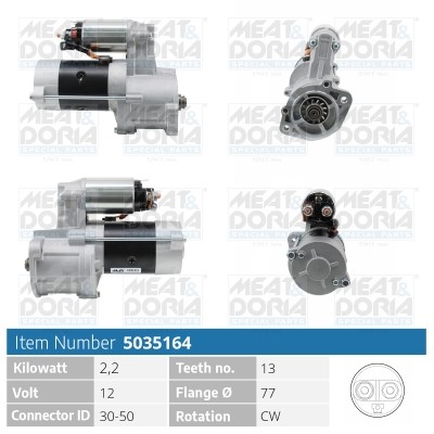 Startmotor 12V Meat & doria 5035164 MEAT & DORIA