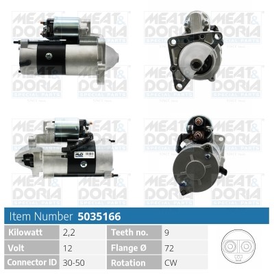 Startmotor 12V Meat & doria 5035166 MEAT & DORIA