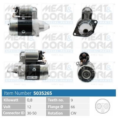 Startmotor 12V Meat & doria 5035265 MEAT & DORIA