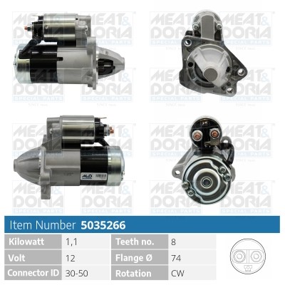 Startmotor 12V Meat & doria 5035266 MEAT & DORIA