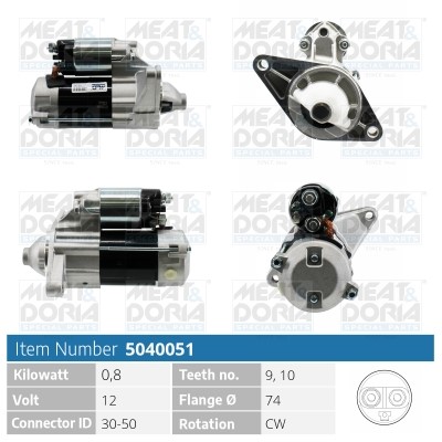Startmotor 12V Meat & doria 5040051 MEAT & DORIA