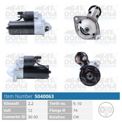 Startmotor 12V Meat & doria 5040063 MEAT & DORIA