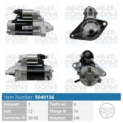 Startmotor 12V Meat & doria 5040136 MEAT & DORIA