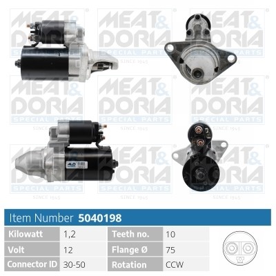 Startmotor 12V Meat & doria 5040198 MEAT & DORIA